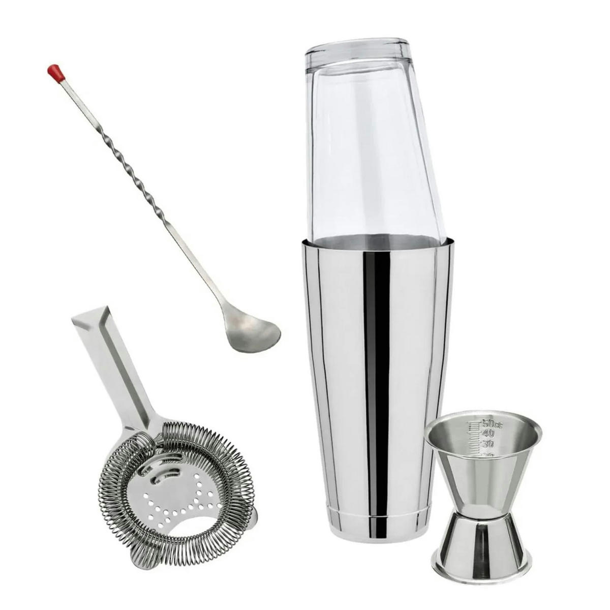 COCKTAILSET Boston Shaker, Mixing-Glas, Edelstahl, 4-teilig - Edelstahlfarben, Metall (1/30/1cm) - ich-zapfe