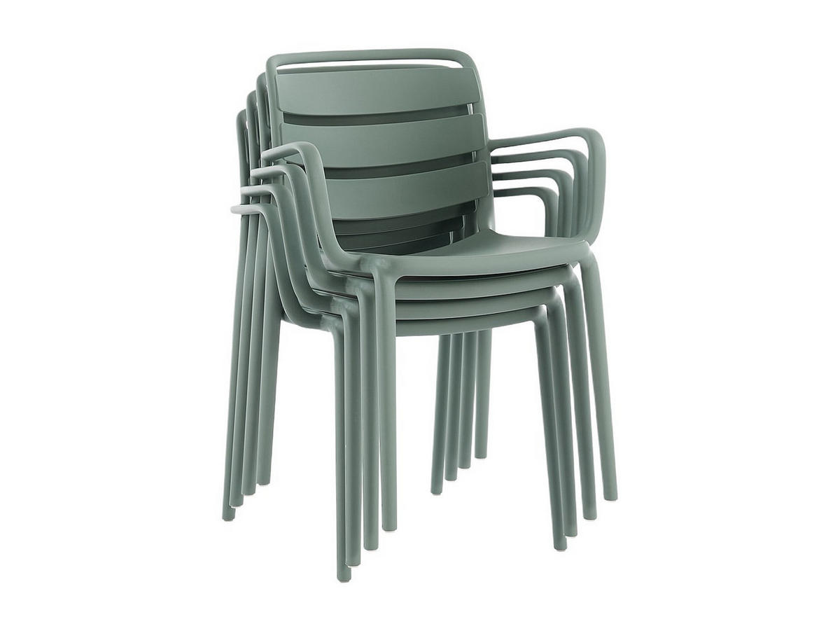 GARTENESSGRUPPE im Set - 4 -Sitzer - Polypropylen - khaki, weiß - MOAH - Weiß, Kunststoff - Vente-Unique