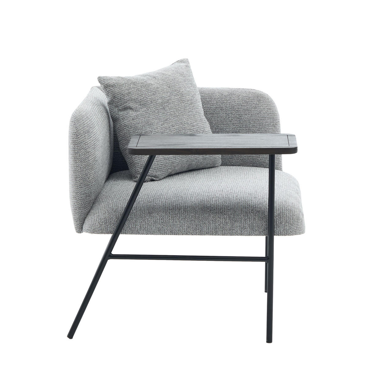 SESSEL mit Beistelltisch und Staufächern, DE-42267, Grau - Grau, Metall (86/71/72cm) - ComfortXL