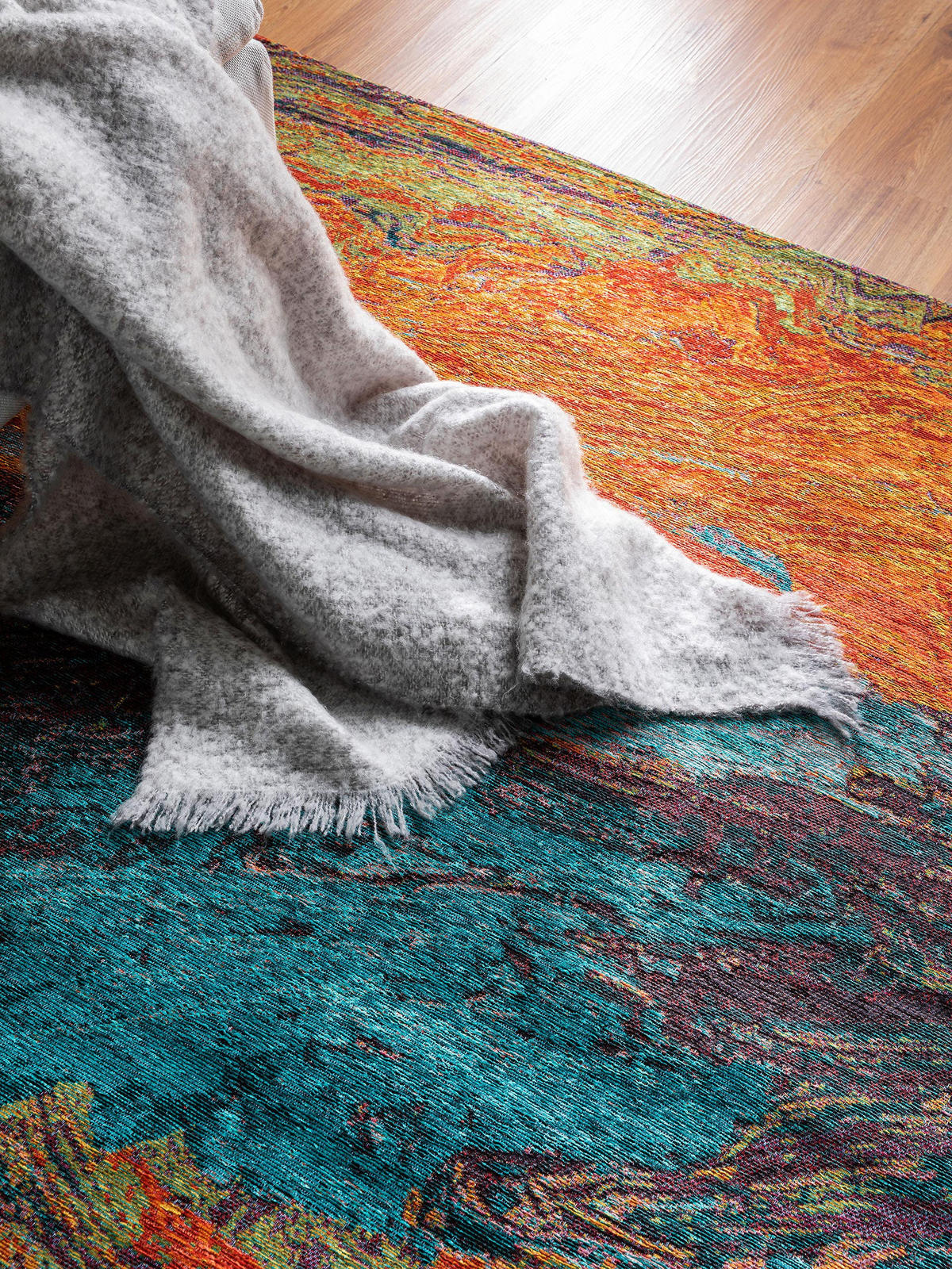 FLACHGEWEBETEPPICH Stay Türkis 75x165 cm - Türkis, Textil (75/165cm) - benuta Pop