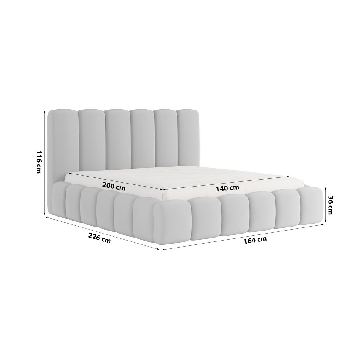 POLSTERBETT Doppelbett Svenstorp Hellgrau 140x200 cm - Hellgrau, Textil (140/200cm) - Meblito