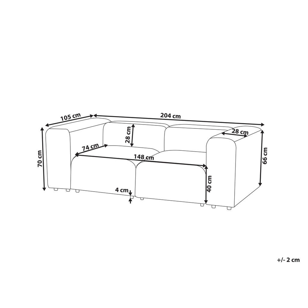 Thumbnail - Beliani 2-Sitzer-Sofa, Dunkelgrau, Textil, 204x70x105 cm, Wohnzimmer, Sofas & Couches, Sofas, 2-Sitzer Sofas