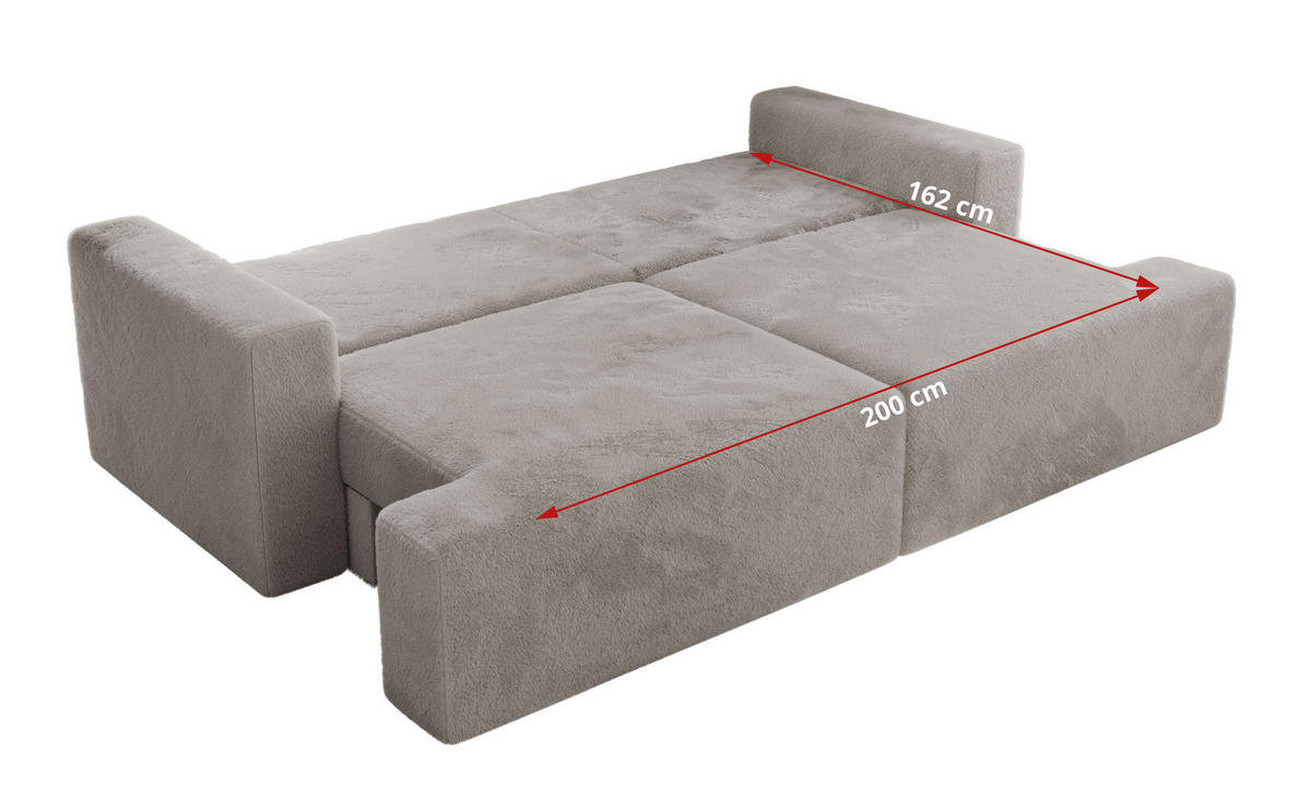 4-SITZER SOFA VIRELLA Hellgrau Plüsch - Hellgrau/Schwarz, Textil (240/88/115cm) - MKS