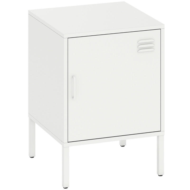 NACHTTISCH 40/40/56 cm Weiß aus Stahl mit verstellbarem Regal - Weiß, Metall (40/56/40cm) - OKWISH
