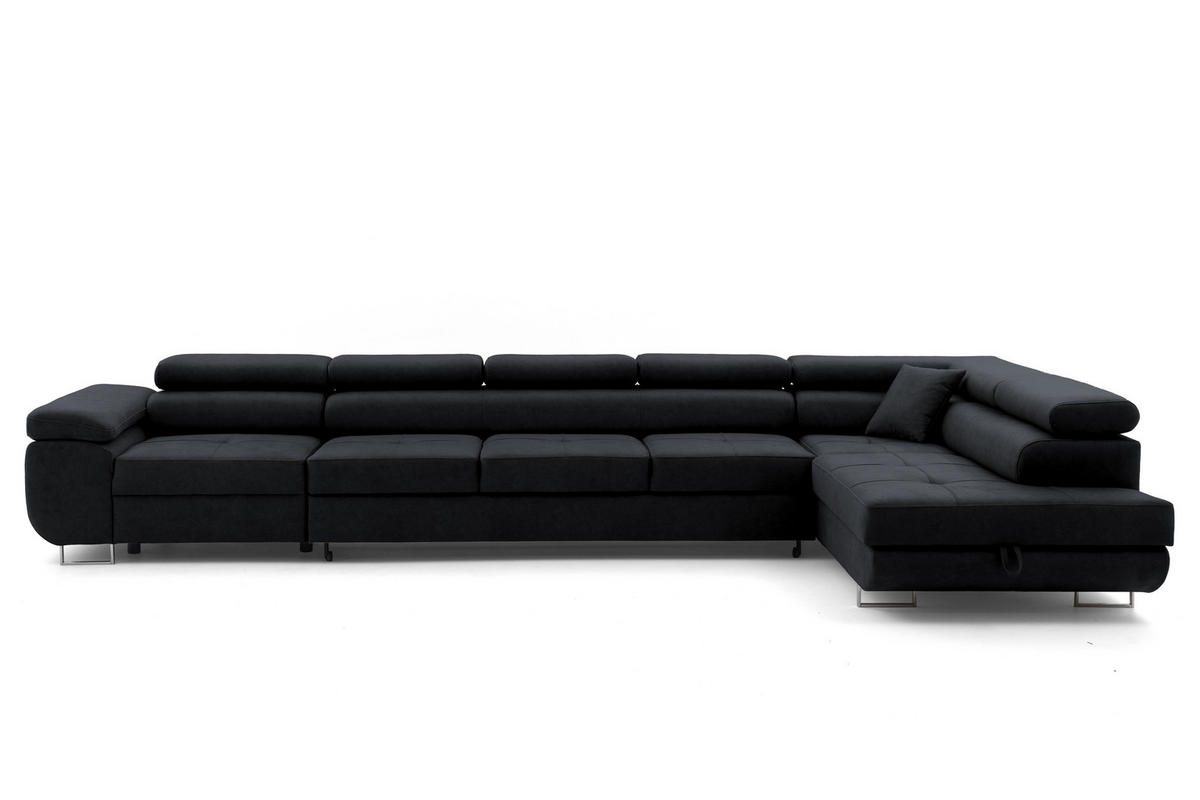 ECKSOFA WILD XXL Rechts mit Schlaffunktion 125x240 Velours Graphit - Silberfarben/Graphitfarben, Holz/Textil (200/400cm) - Muffo