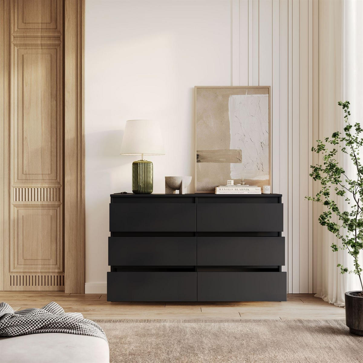 SIDEBOARD HANA M6 Schwarz 120cm - Schwarz, Holzwerkstoff (120/74.4/30cm) - Lookway