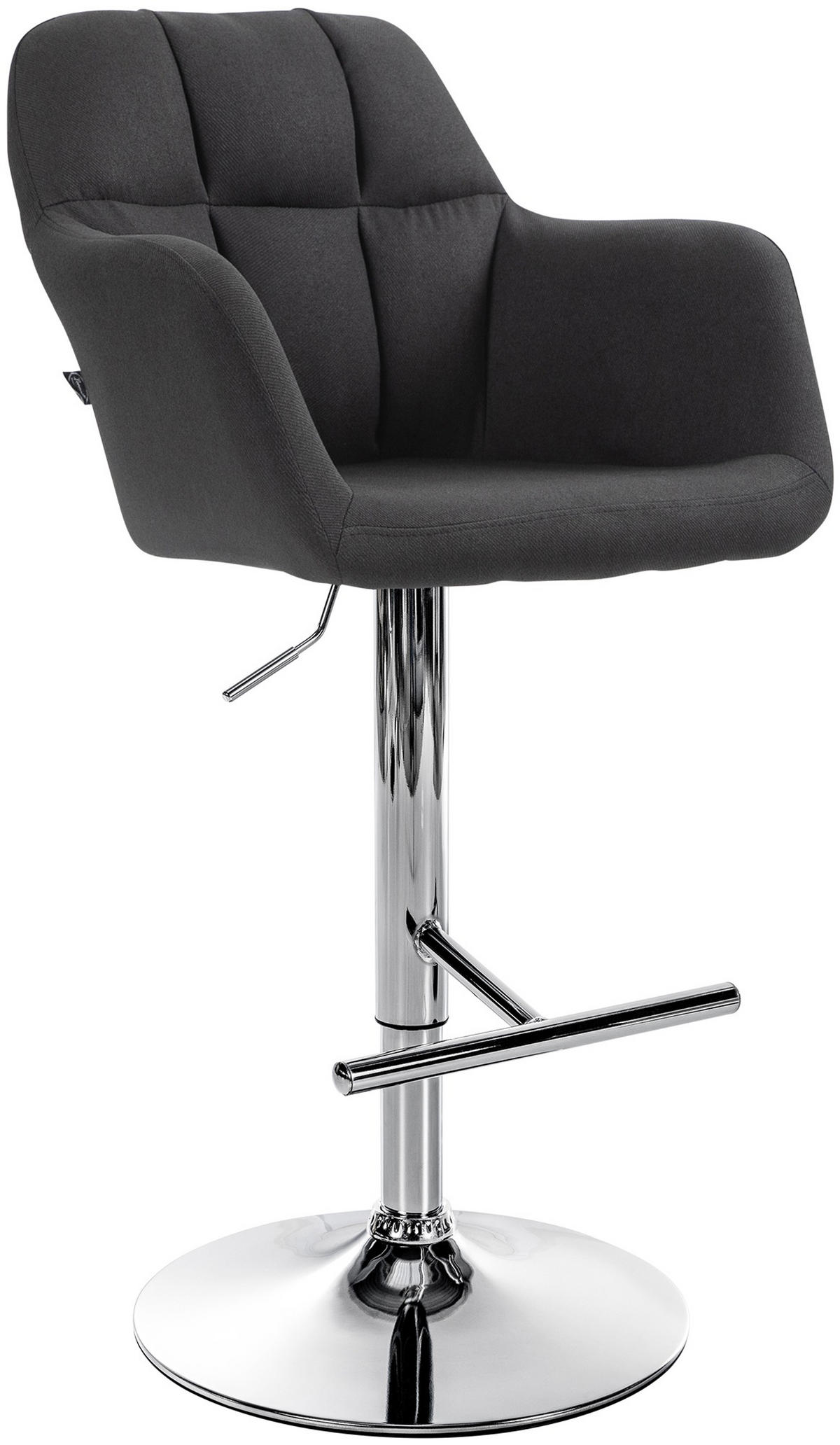 BARHOCKER Nardo Stoff chrom schwarz - Chromfarben/Schwarz, Textil/Metall (57/118/59cm) - TPFLiving