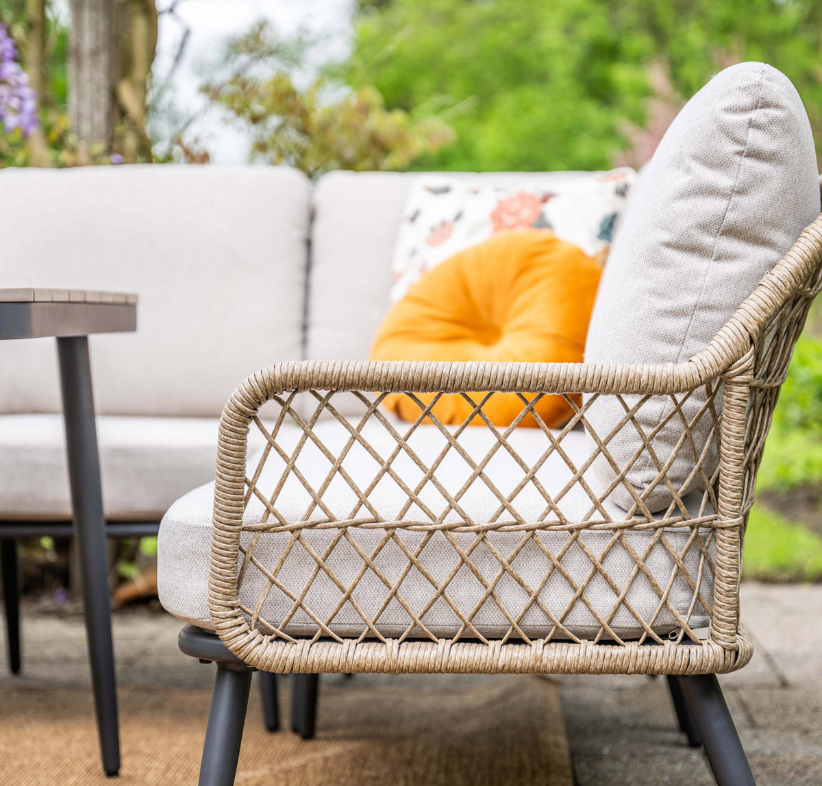 GARTENLOUNGESET Allasio 5-tlg., Premium Dining Set, Gartenmöbelset - Anthrazit, Metall - GARDEN IMPRESSIONS