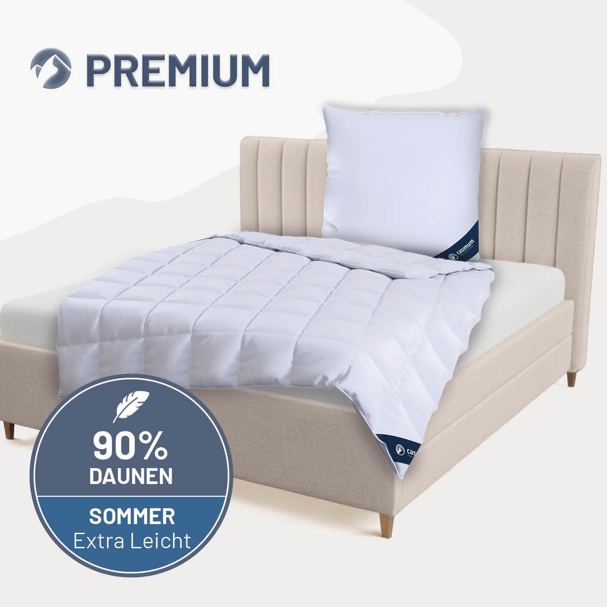 DAUNENDECKE 200x200 Extra Leicht, PREMIUM Sommerdecke 90% Daune - Weiß, Textil (200/200cm) - casimum