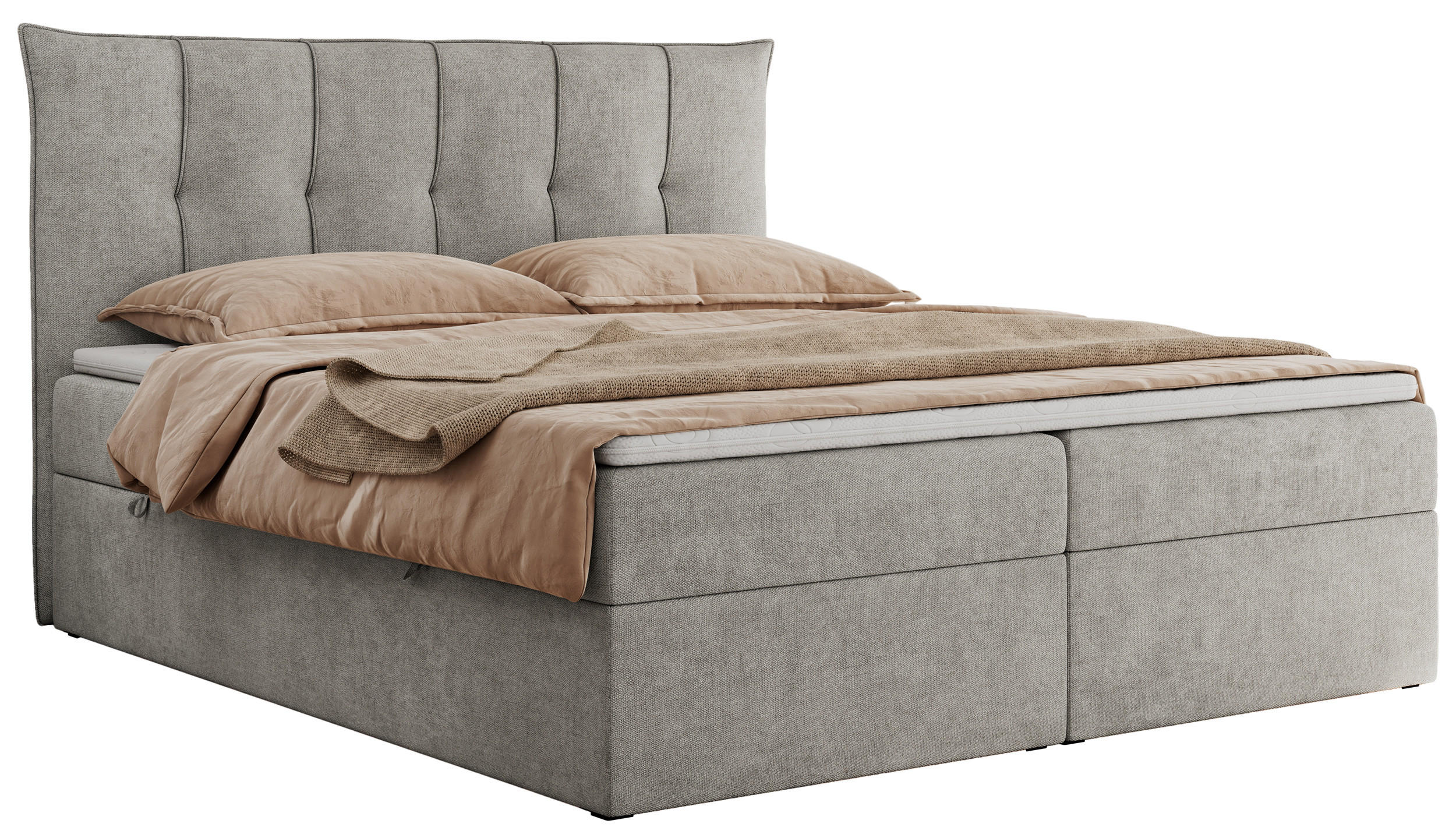 BOXBETT PREMIUM 10 160/200 Hellgrau Struktur - H3 - Hellgrau, Holz/Textil (160/200cm) - MKS