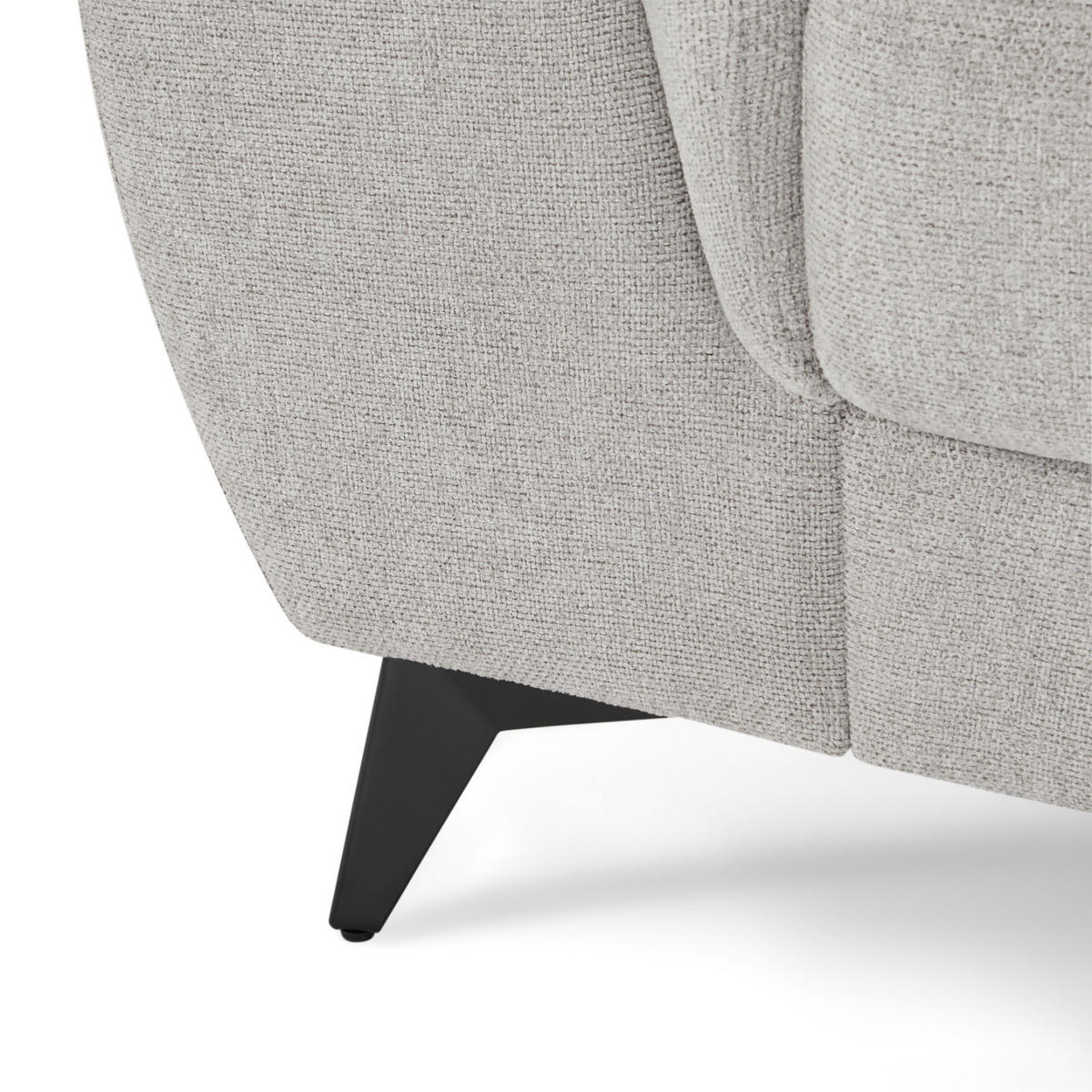 ECKSOFA Webstoff Grau - Schwarz/Grau, Textil/Metall (290/95cm) - Furnhouse