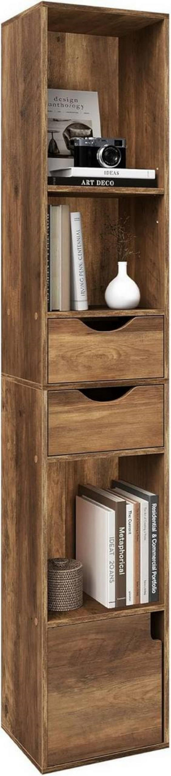 BÜCHERREGAL 30x158x24 cm, Braune Holzoptik - Teakfarben, Holzwerkstoff (30/158/24cm) - Woltu