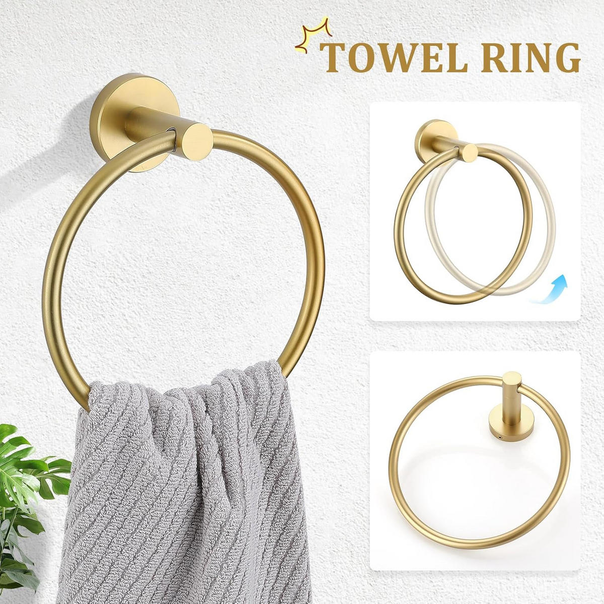 BADEZIMMER-REGAL-SET, gold, 34/17/6 cm - Goldfarben, Metall (17/6/34cm)