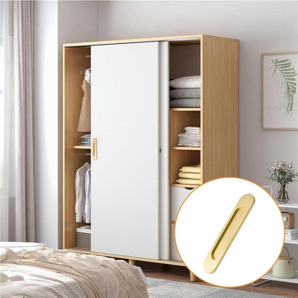 ALU-SCHIEBETÜRGRIFF 2er-Set Gold 150 x 35 x 5,5 mm Schrank Küche - Goldfarben, Metall (3.5/0.55/15cm) - MCBOSON