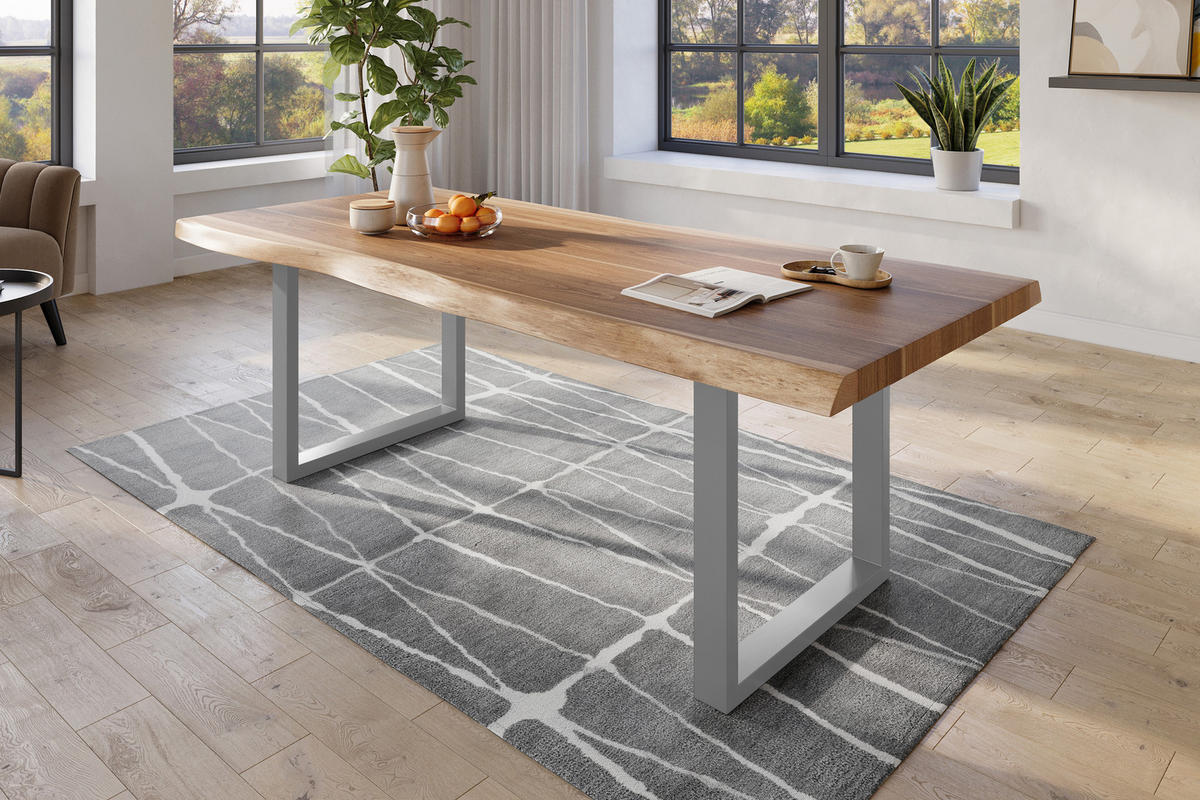 ESSTISCH TITAN - Beige/Silberfarben, Holz (120/240/79cm) - SAM
