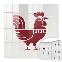 SCHLÜSSELBOX Weiß 30x30 cm – Türöffnung nach rechts - Rooster Folk-Stil - Bordeaux, Metall (30/30/5cm) - TULUP