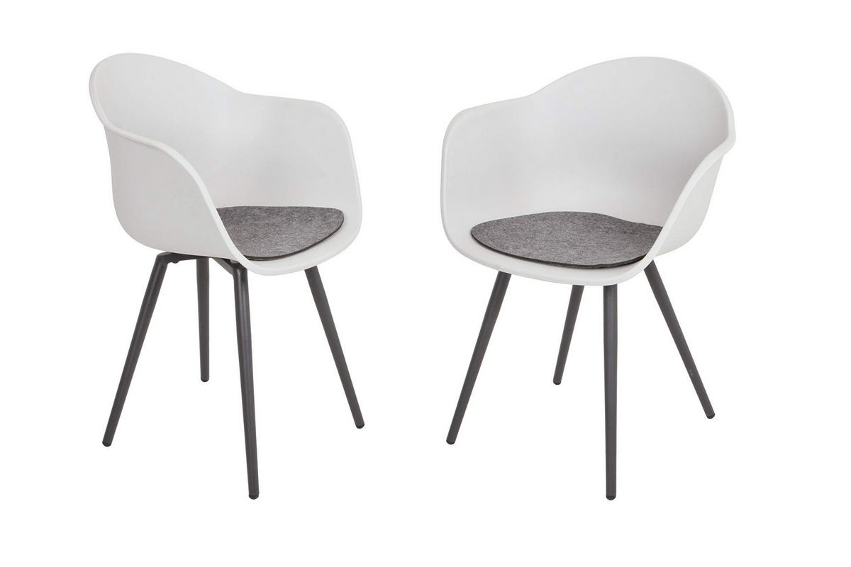 GARTENSTUHL 4er Set Bernd Gartenstühle - Grau, Kunststoff (61/74/56cm) - DELUKE