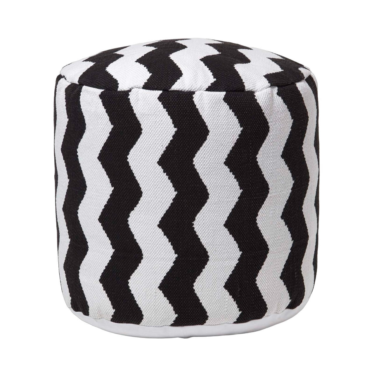 HOCKER schwarz-weiß, Zickzack-Hocker rund 40/40/45 cm - Schwarz, Textil (45/40/45cm) - Homescapes