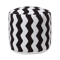 HOCKER schwarz-weiß, Zickzack-Hocker rund 40/40/45 cm - Schwarz, Textil (45/40/45cm) - Homescapes