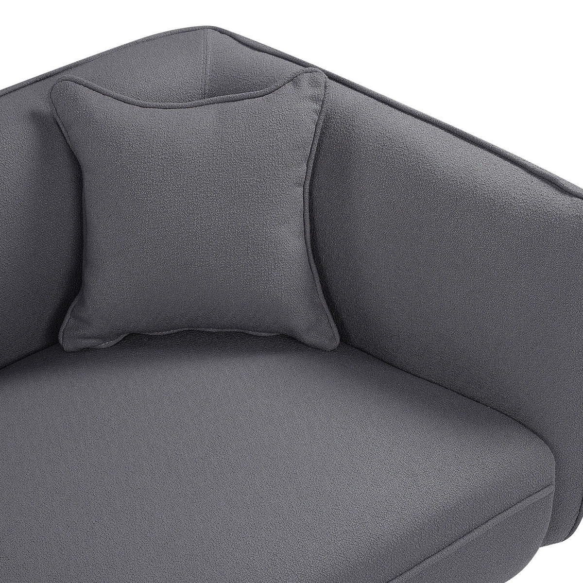 CHAISELONGUE Bouclé dunkelgrau rechtsseitig Chevannes - Schwarz/Grau, Textil (138/74/77cm) - Beliani
