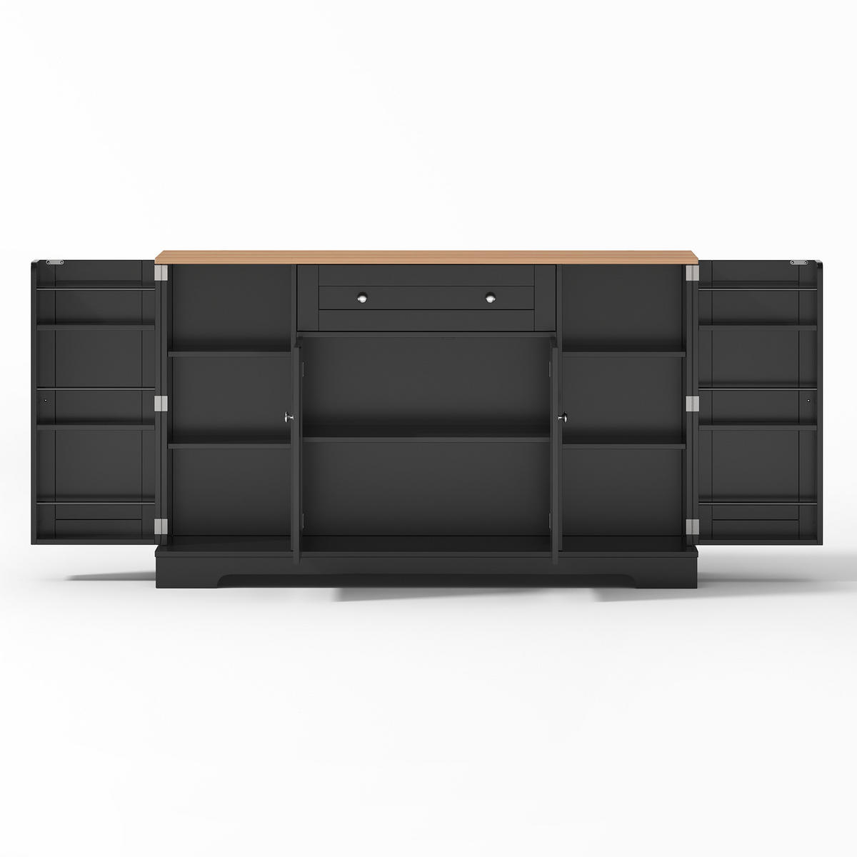 SIDEBOARD mit Schublade & 4 Türen in Schwarz – moderner Stauraum - Schwarz, Holzwerkstoff (138/85/40cm) - BEAOK
