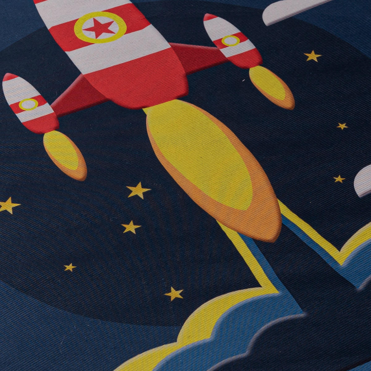 KINDERTEPPICH Bambini Satellite Mazovia Rund Ø100cm Weiß Marineblau Rakete Kurzflor - Weiß, Textil (100/100cm) - Mazovia