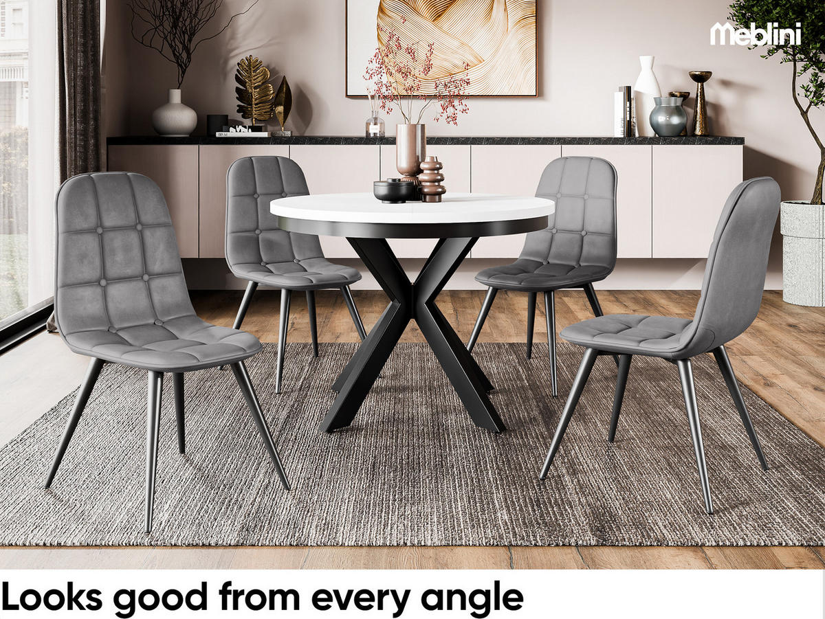 ESSTISCH BAGIO - Schwarz/Weiß, Holzwerkstoff (100/100/77cm) - Meblini