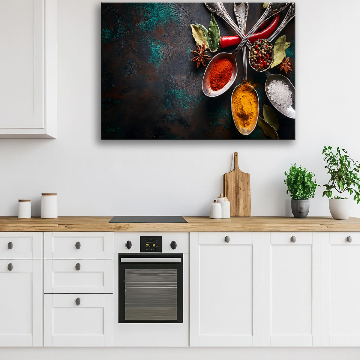 WANDBILD gewürze in der küche - Multicolor, Textil (60/40cm) - Feeby