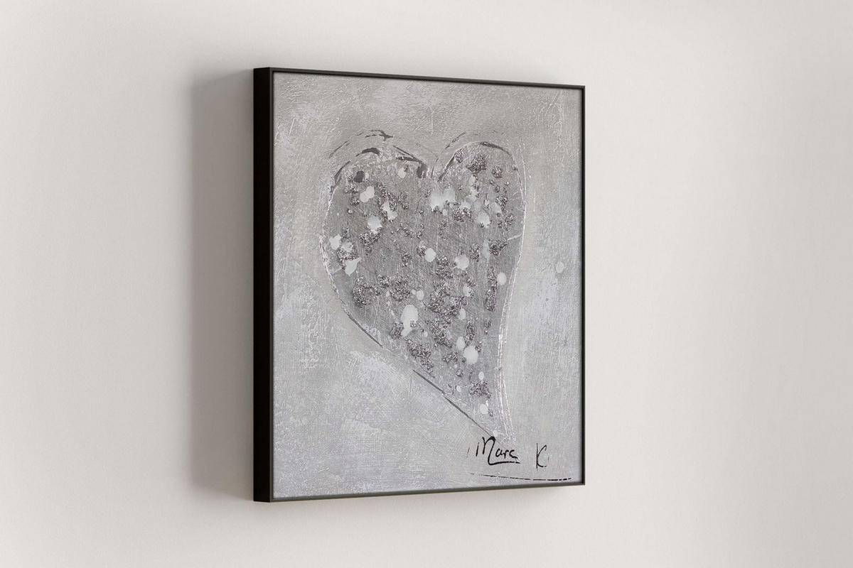 OLEJOMALBA 30/30 cm, Moře a pláž - stříbrná, dřevo/textil (30/30cm) - KUNSTLOFT
