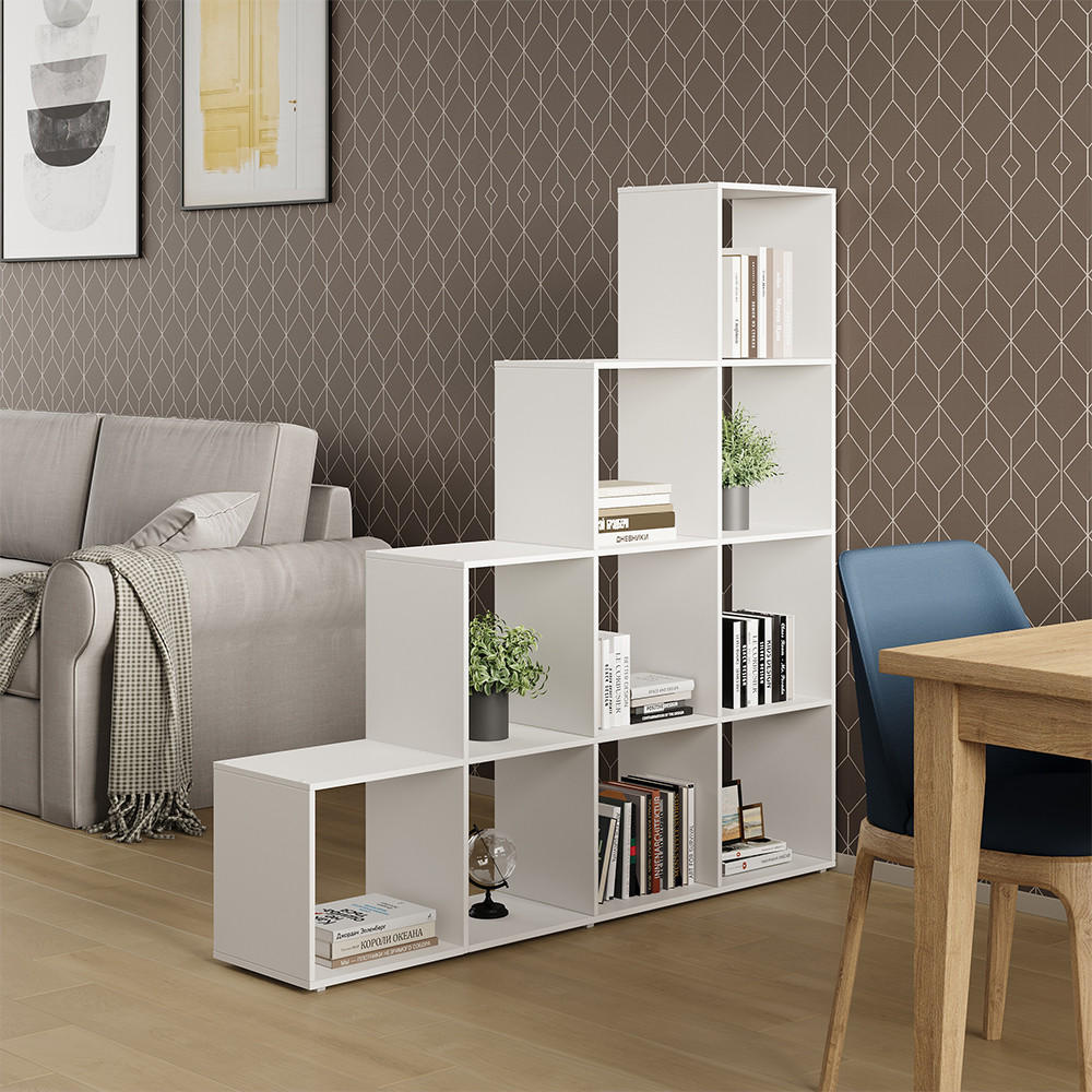 TREPPENREGAL Aramis Weiß 138 x 143 cm 10 Fächer - Weiß, Holzwerkstoff (138/143/29cm) - Vicco