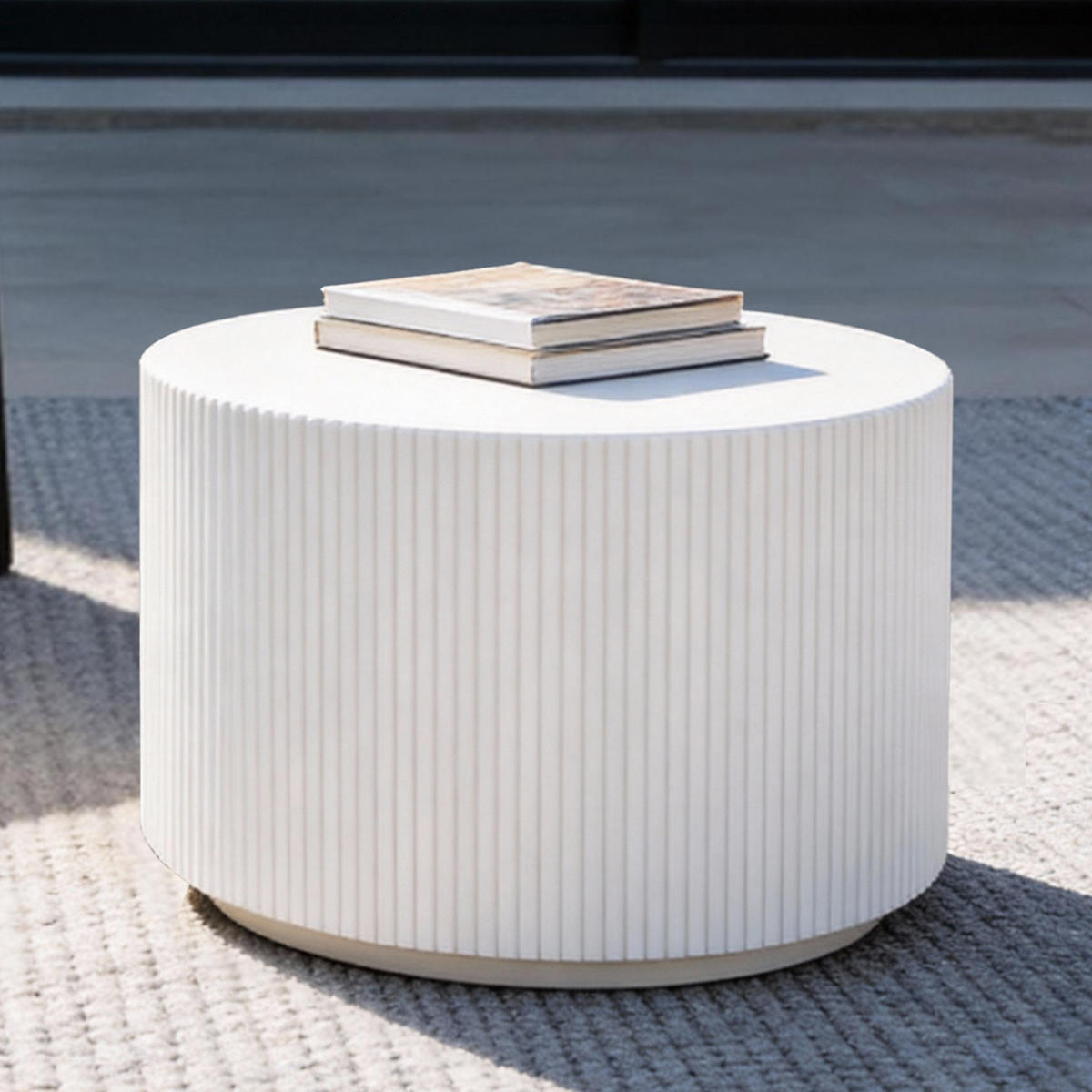 COUCHTISCH AUCKLAND Rund Klein aus Beton 50 x 50 x 35 cm - Creme, Naturmaterialien (50/50/35cm) - Elementi