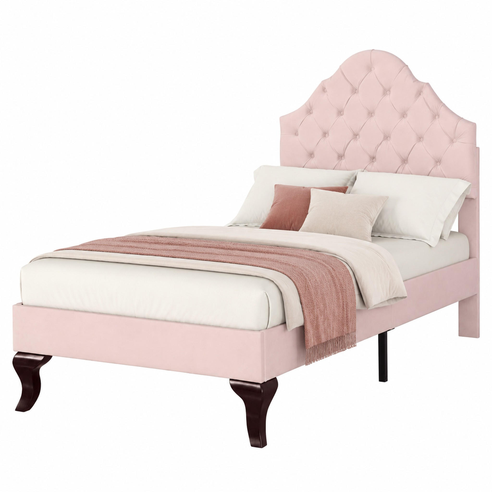 POLSTERBETT mit verstellbarem Kopfteil 90x200 cm Samt Rosa - Pink, Metall (90/200cm) - Beauniv