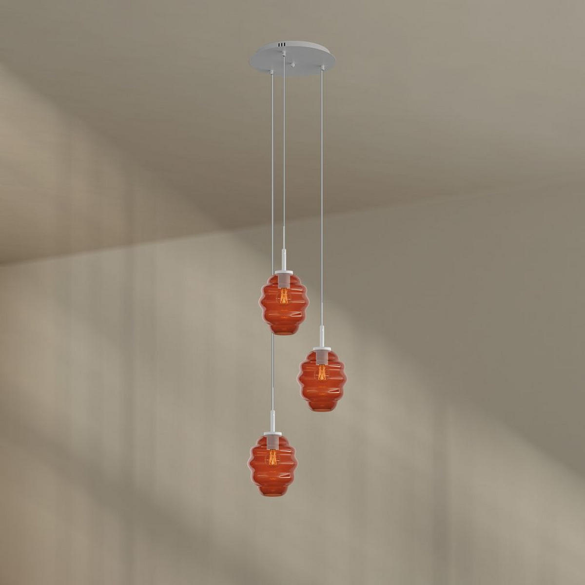 GALERIELEUCHTE Echos 3-flammig Mehrfarbig Ø 18cm - Multicolor/Weiß, Glas (18/18/20cm) - s.luce