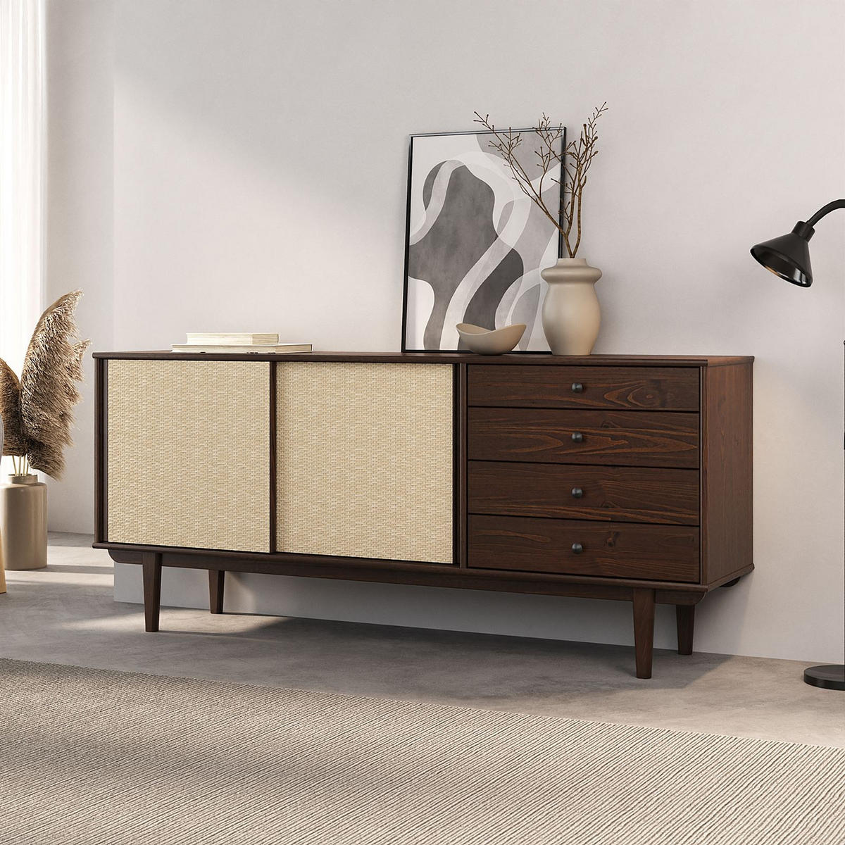 SIDEBOARD SIMONA nussbaum - Nussbaumfarben, Holz (175/76/41cm) - IDIMEX