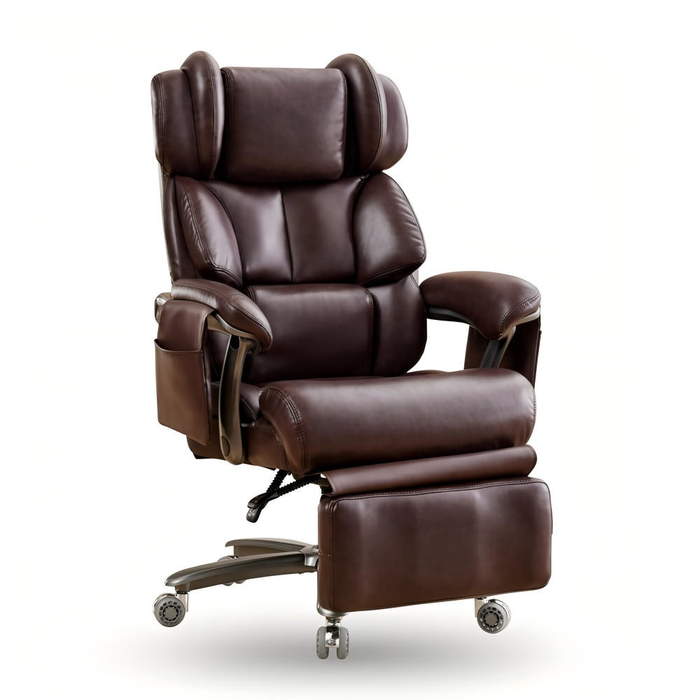 CHEFSESSEL mit Massage-Heizung Braun - Braun, Naturmaterialien (76.5/121.5/85.5cm)