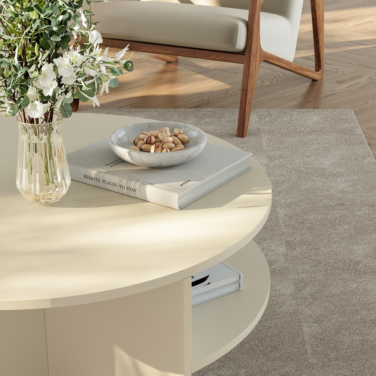 COUCHTISCH Reykhon 80/80/41 cm - Sandfarben, Holzwerkstoff (80/80/41cm) - [en.casa]