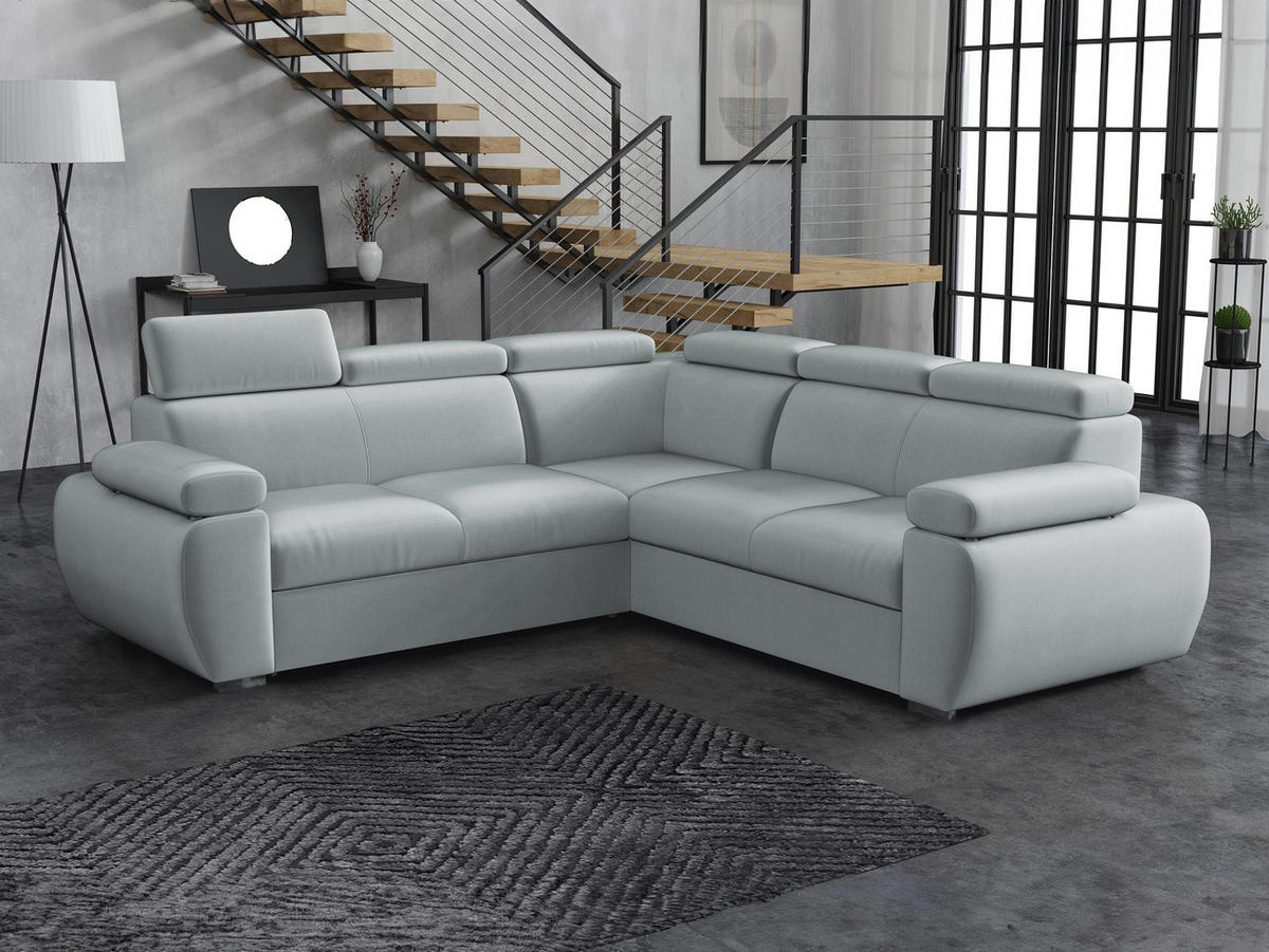 ECKSOFA Boston Maxi - Chromfarben/Blaugrau, Holz/Textil (260/260cm) - MIRJAN24