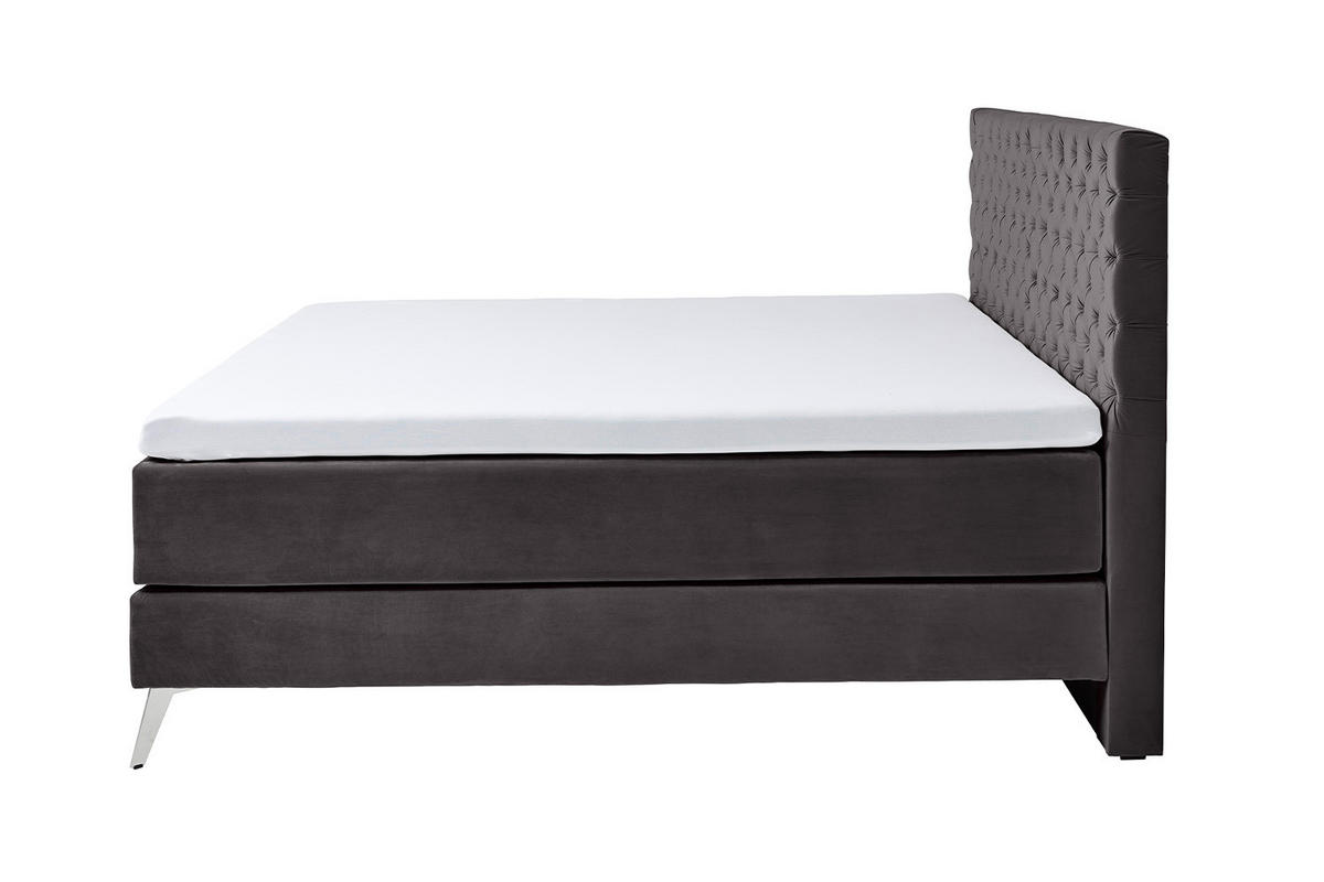 BOXSPRINGBETT SINDAR Anthrazit Webstoff - Anthrazit/Silberfarben, Textil (160/200cm) - KAWOLA