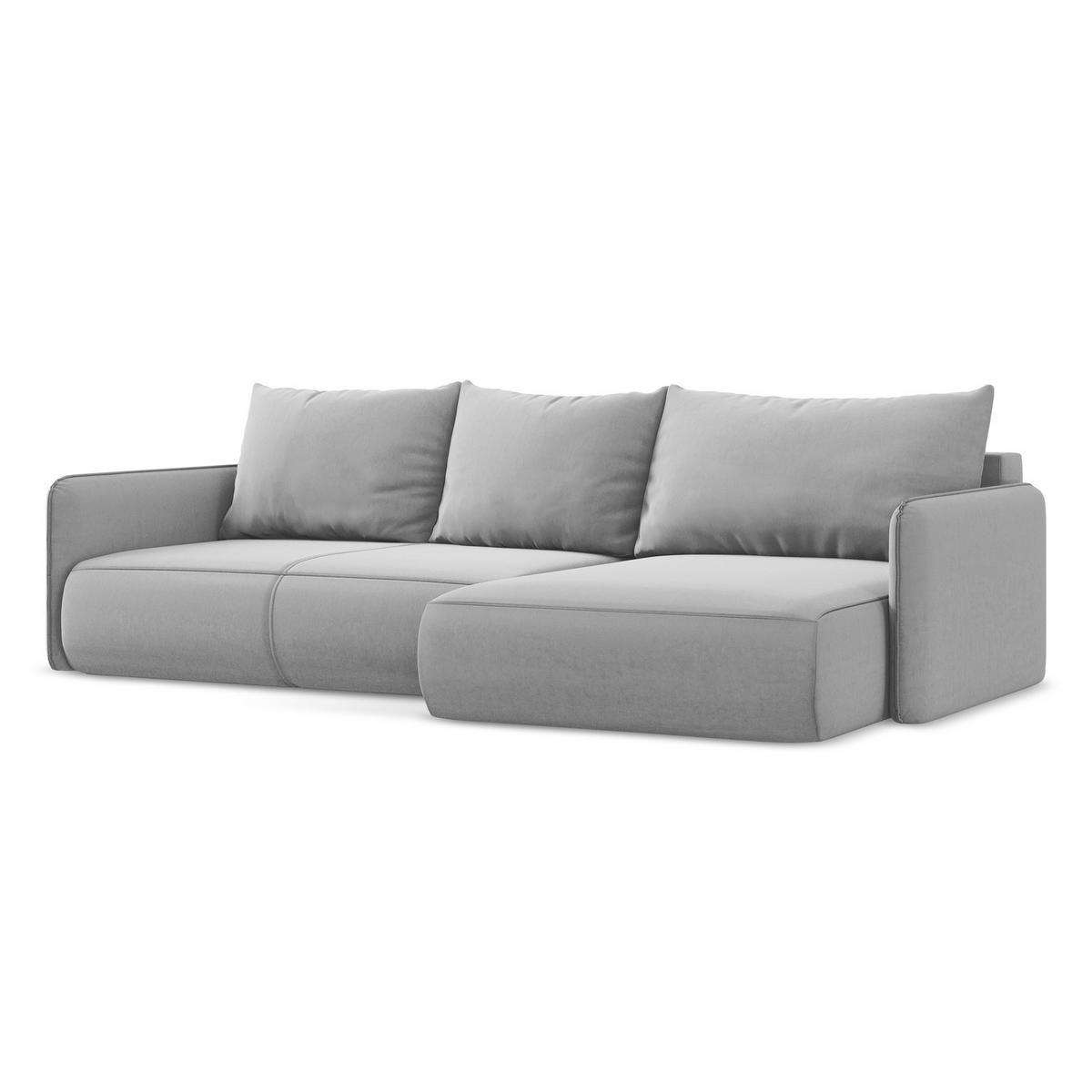 ECKSOFA mit Schlaffunktion Samt Stoff Grau - Schwarz/Grau, Kunststoff/Textil (240/148cm) - LaMiaSofa