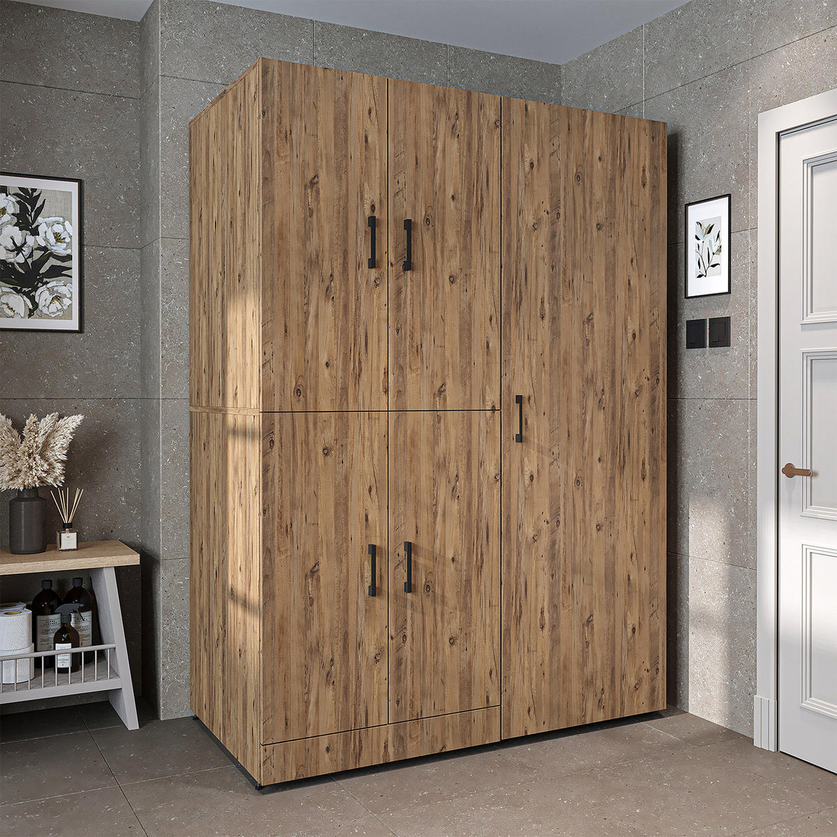 WASCHMASCHINENSCHRANK DORA-I 130cm Breit, 186cm Hoch - Eichefarben, Holzwerkstoff (130/186/73.8cm)