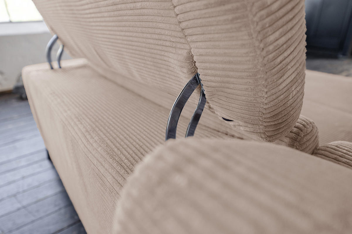 ECKSOFA LAISKA Taupe Cord - Taupe/Schwarz, Textil/Metall (282/177cm) - KAWOLA