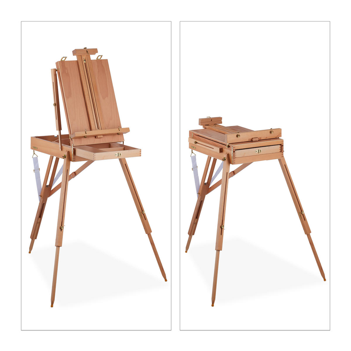 KOFFERSTAFFELEI - Hellbraun, Holz/Kunststoff - Relaxdays