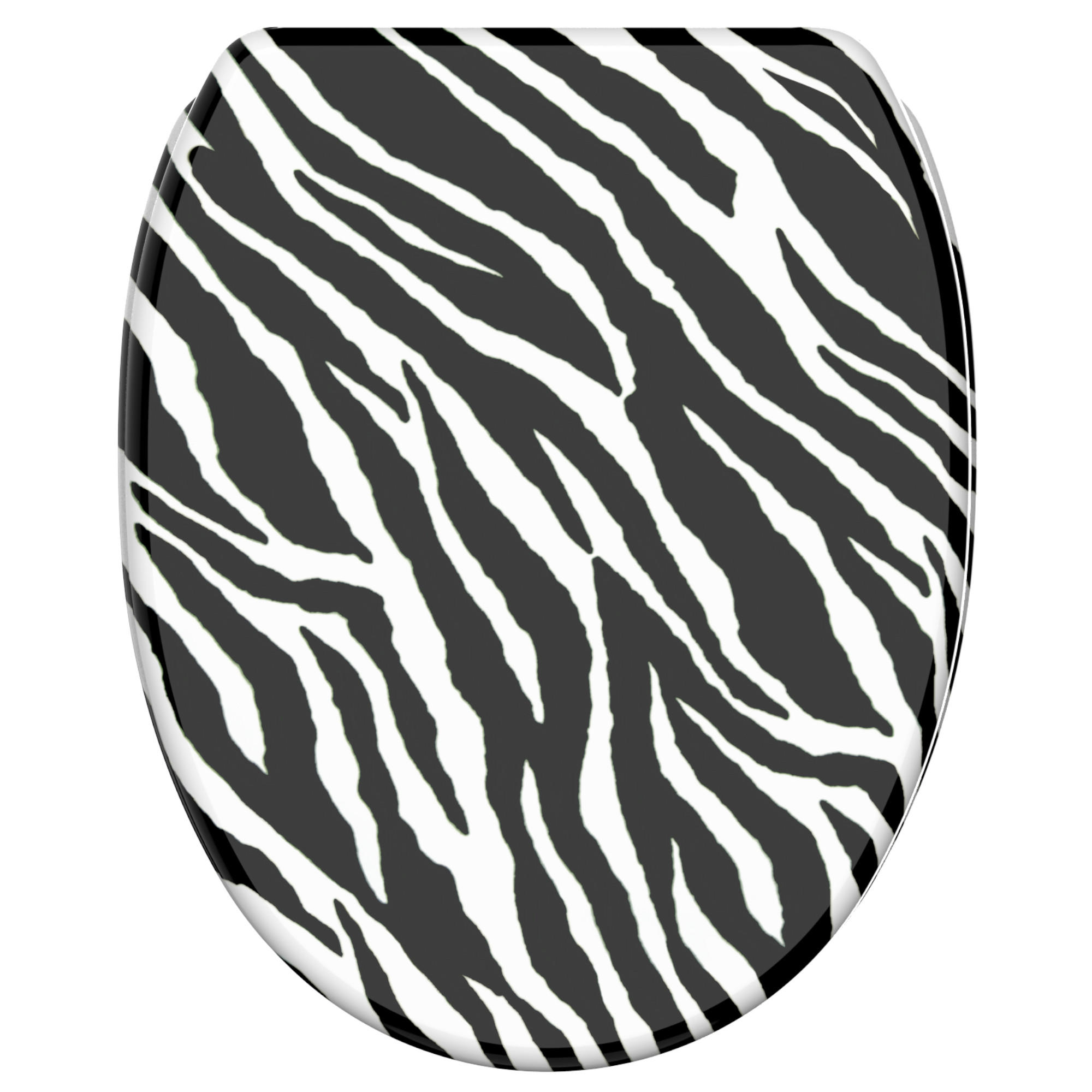 WC-SITZ mit Absenkautomatik & Top Fix Zebra Look - Schwarz, Holzwerkstoff (37.7/5.5/48cm) - Sanilo