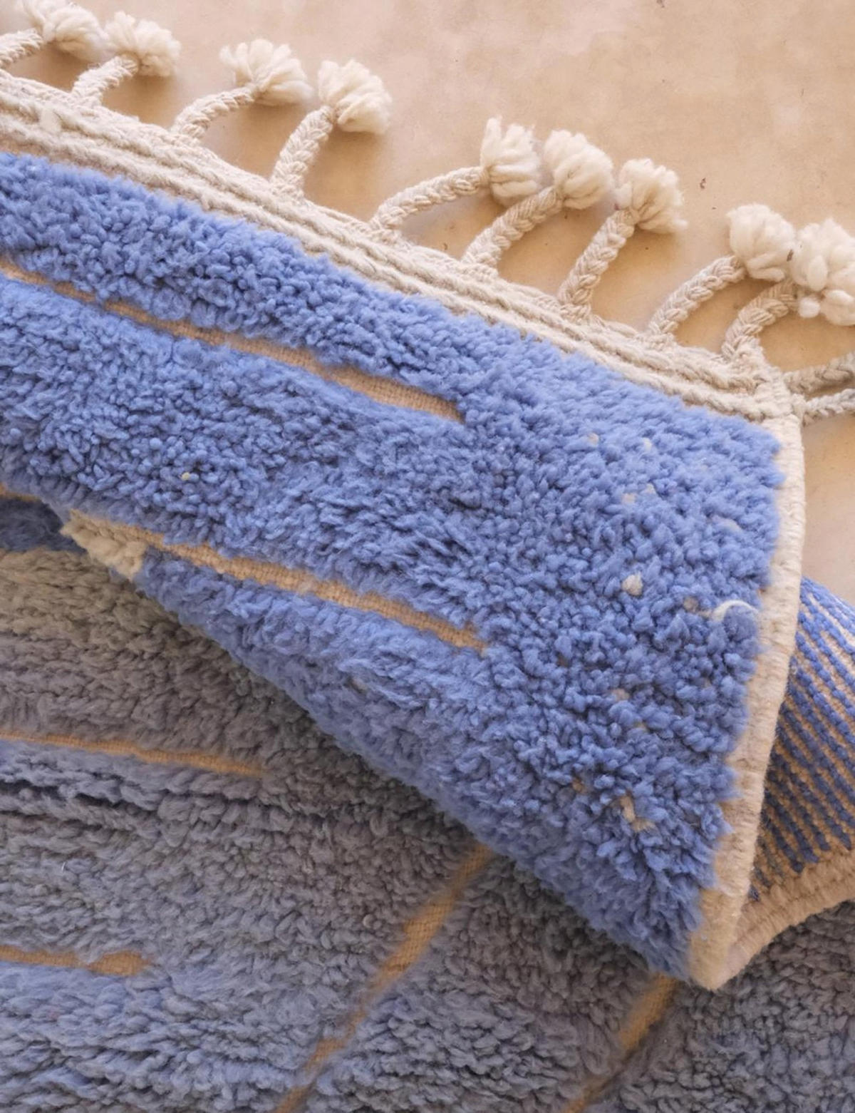 BERBERTEPPICH marokkanisch elegant handgeknüpft 200x 300 cm - Blau, Naturmaterialien (200/300cm) - AFK Living
