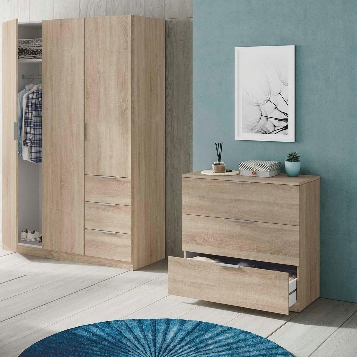 KOMMODE 77/80/38 Santi Eiche - Honigeiche, Holzwerkstoff (77/80/38cm)