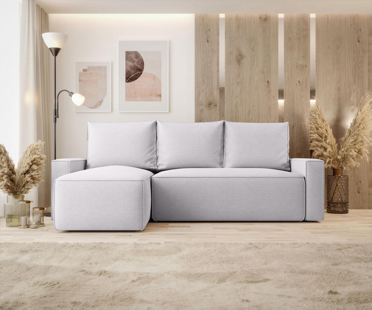 ECKSOFA mit Schlaffunktion SAVIO Curio 80 Links - Hellgrau, Textil (232/140cm) - Bedante