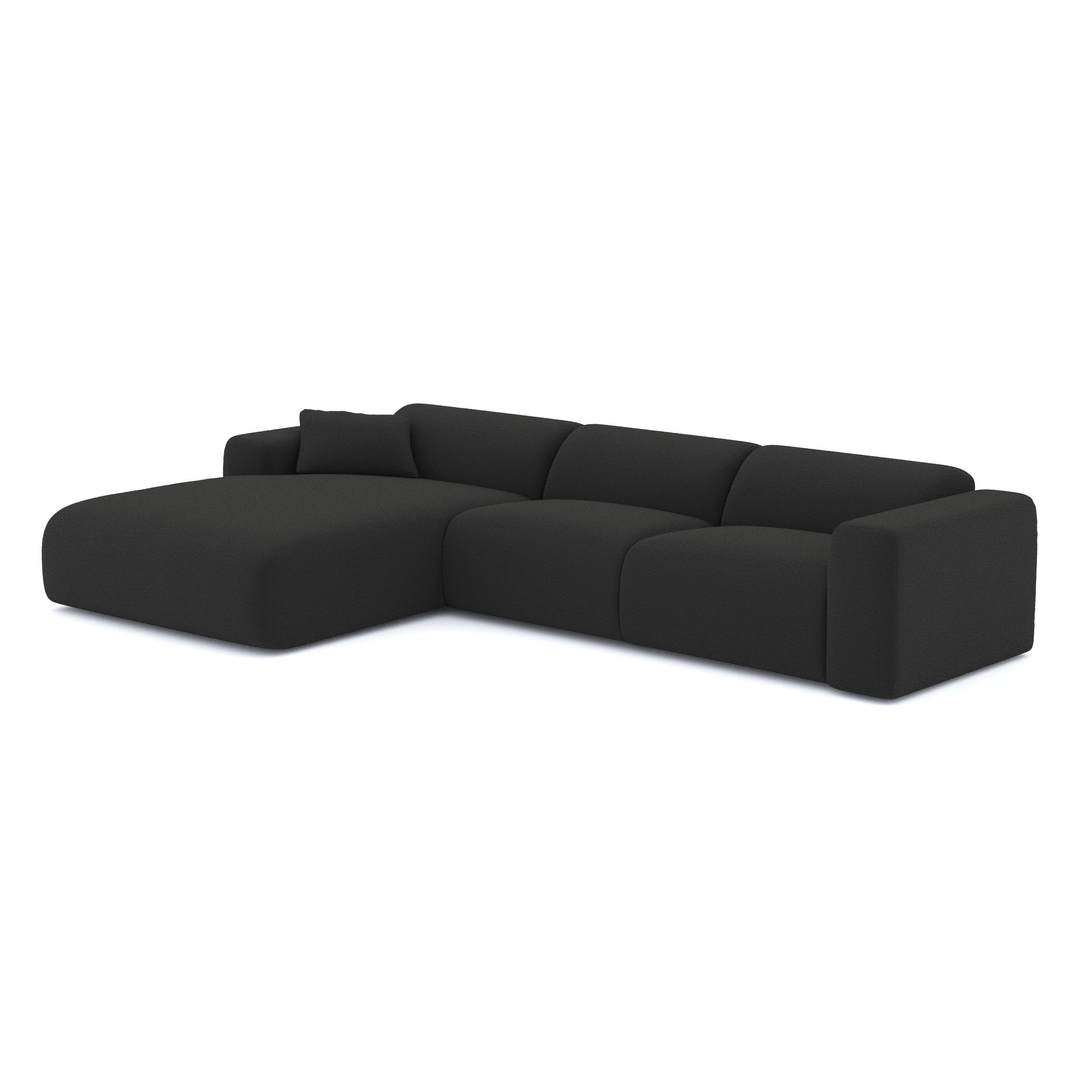 ECKSOFA LINKS Bouclé-Stoff Schwarz 280cm - Anthrazit, Textil (165/280cm) - Sia Home