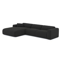 ECKSOFA LINKS Bouclé-Stoff Schwarz 280cm - Anthrazit, Textil (165/280cm) - Sia Home