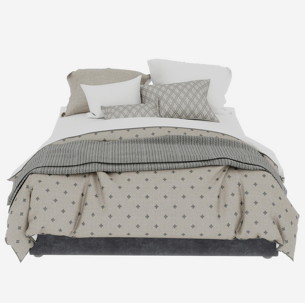 POSTEĽNÝ rám 140/200 cm sivý s plynovým zdvihom z látky a kovu - sivá, textil (140/200cm) - OKWISH