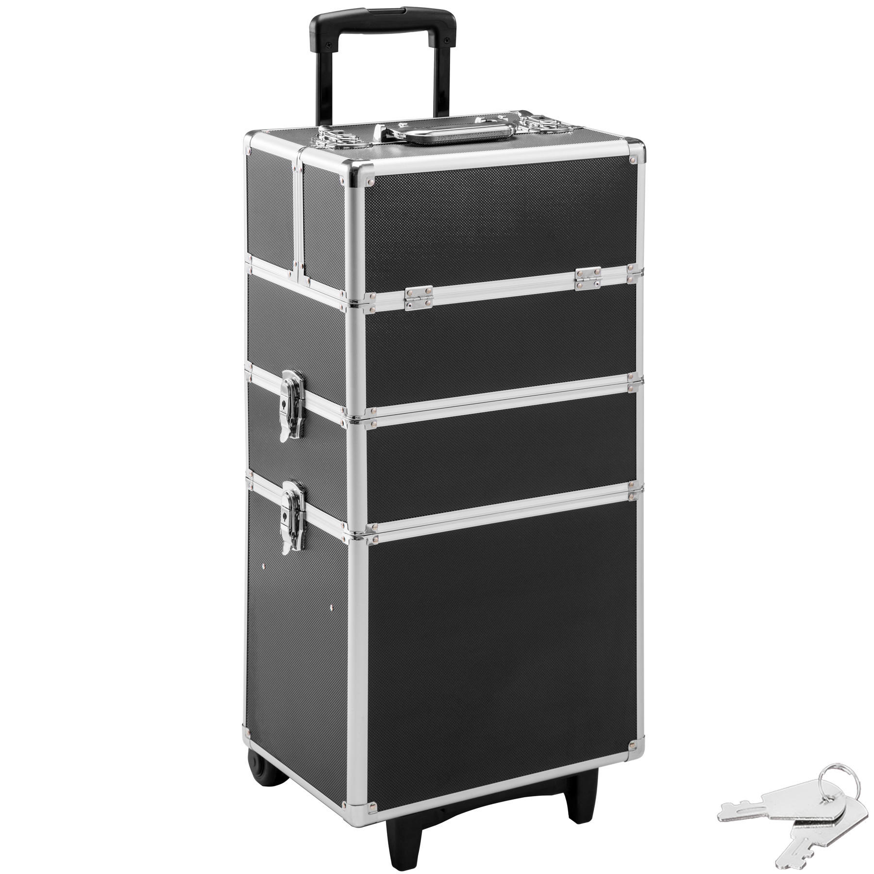 KOSMETIKKOFFER ,35 x 25 x 68 cm,schwarz - Schwarz, Kunststoff (25/68/35cm) - tectake